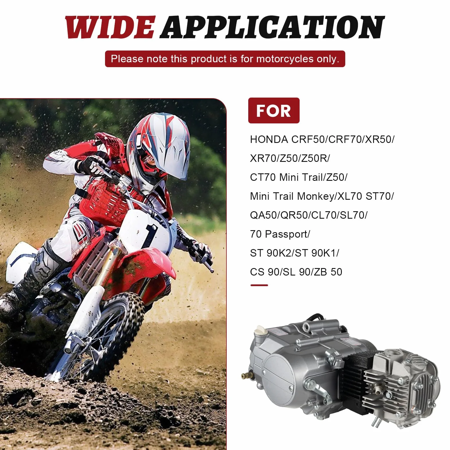 Silnik motocyklowy 125 cm³ 4-suwowy chłodzony powietrzem jednocylindrowy do Dirt Bike CRF50 XR50 CRF70 XR70 Z50