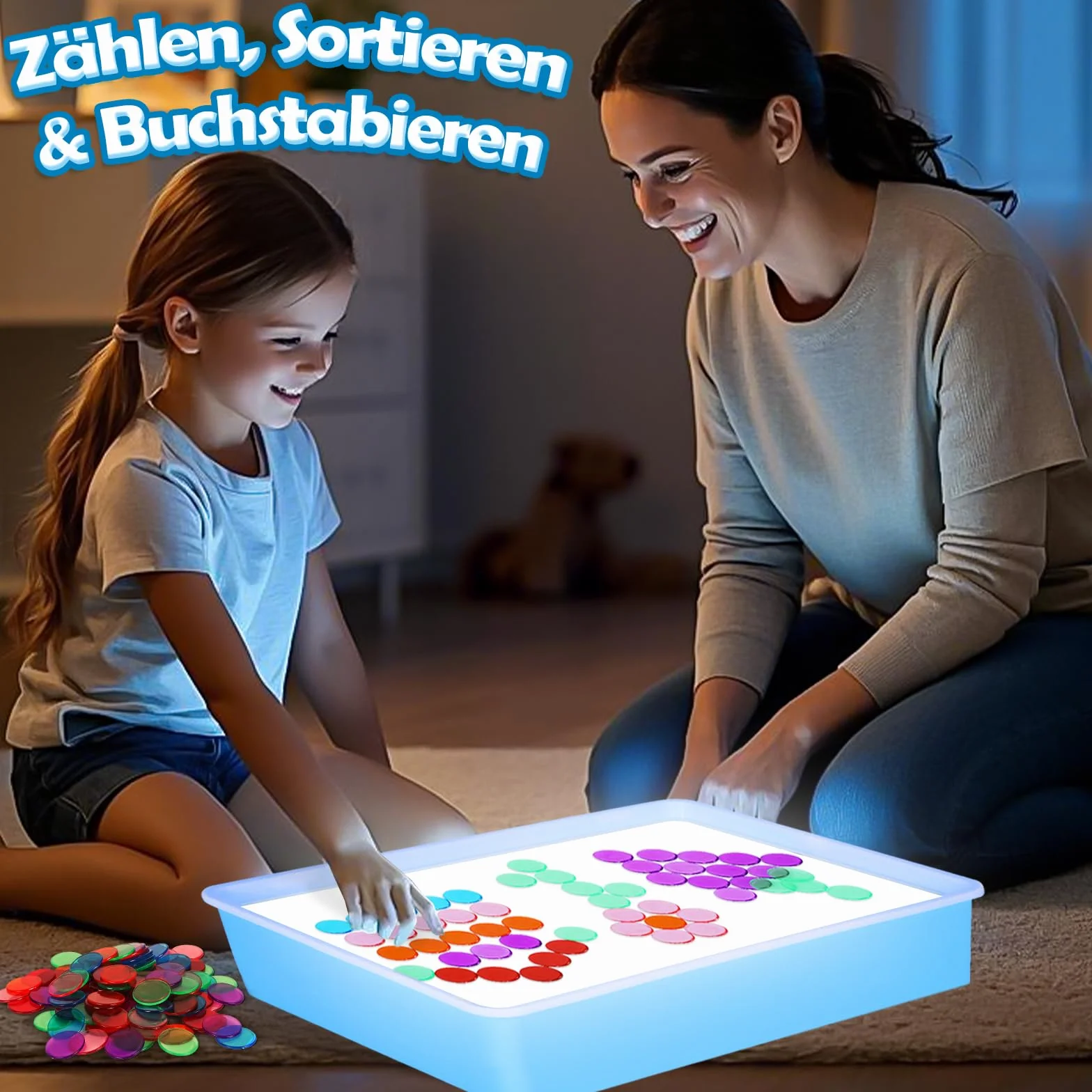 Yellcetoy Zabawki Montessori 3+ Lat - Interaktywny Stolik Świetlny Sensoryczny z 149 Akcesoriami, Light Box Terapeutyczny dla Dzieci z ADHD/Autyzmem, Edukacyjne Gry Rozwijające Motorykę (3-7 łac)