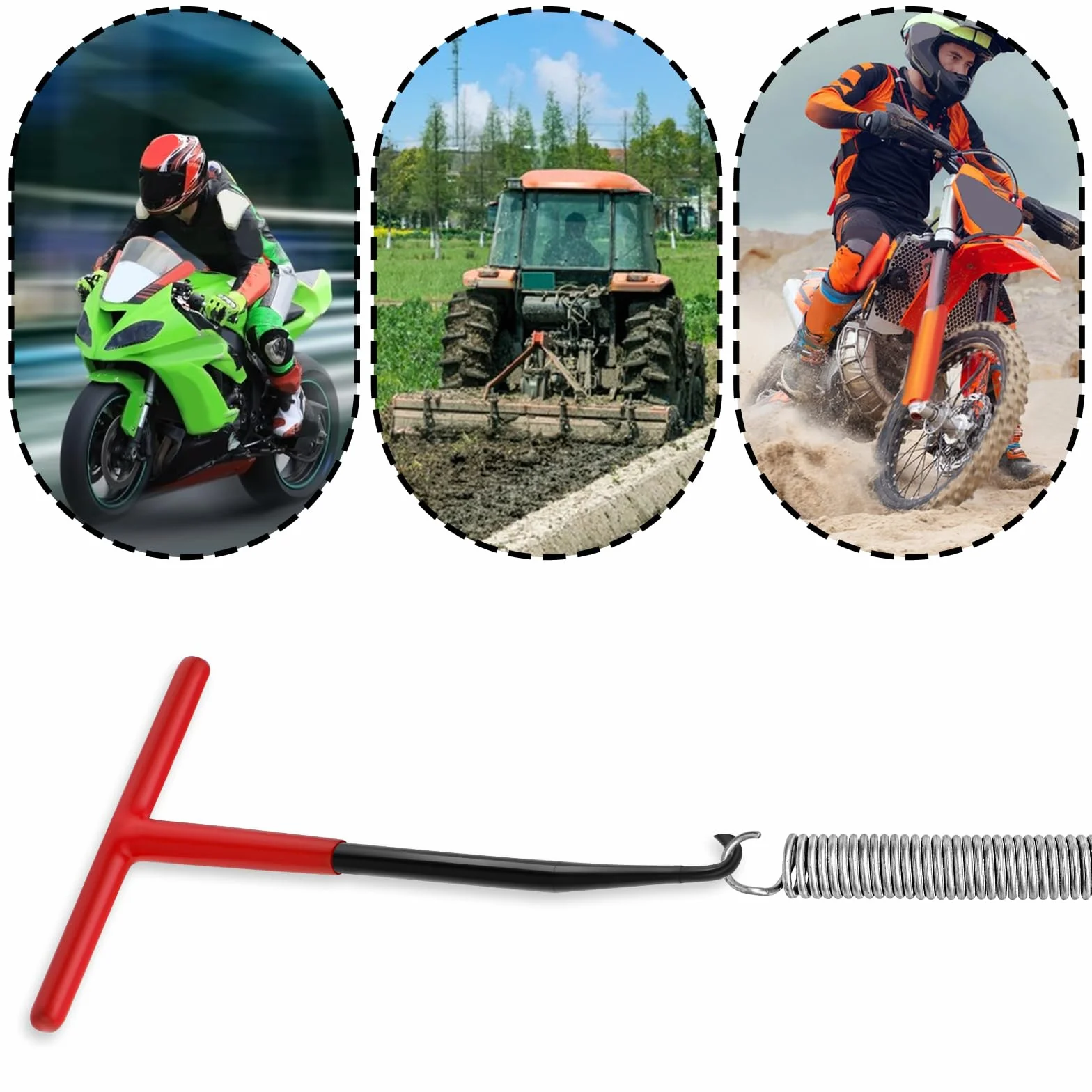 Haki do rury wydechowej motocyklowej sprężynowe metalowe z powłoką gumową 16 x 8 cm 2 sztuki