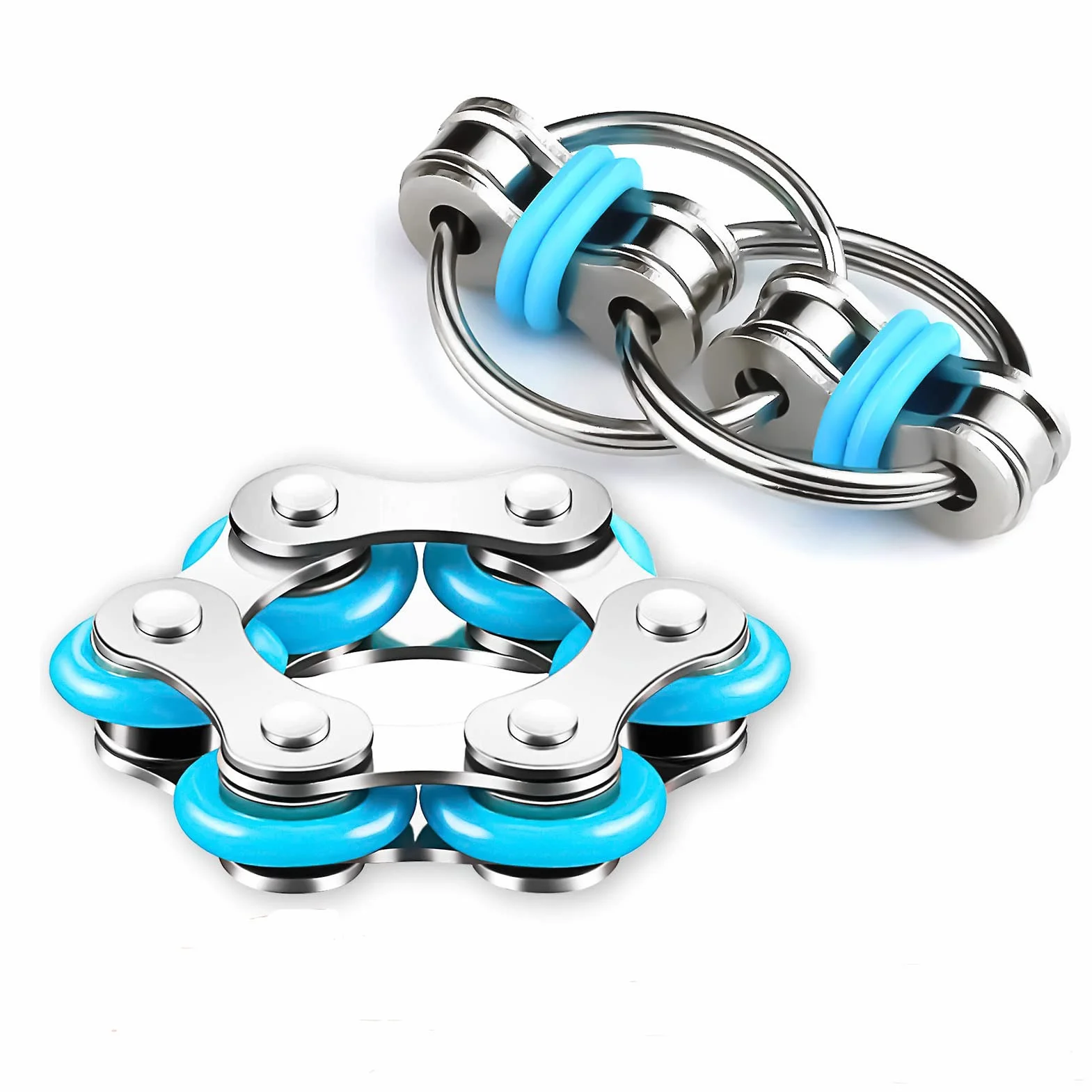 Łańcuch rowerowy Fidget Toys, cztery kółka i breloczek do kluczy dla osób z ADHD, ADD, autyzmem, łagodzący lęk, dla dorosłych i nastolatków