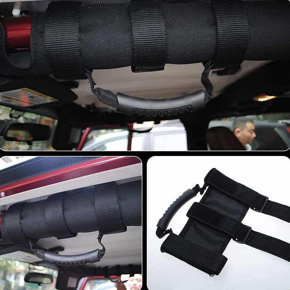 Zestaw 2 uchwytów kompatybilnych z Jeep Wrangler TJ YJ JK 3 paski 1987-2020 (CZARNY)
