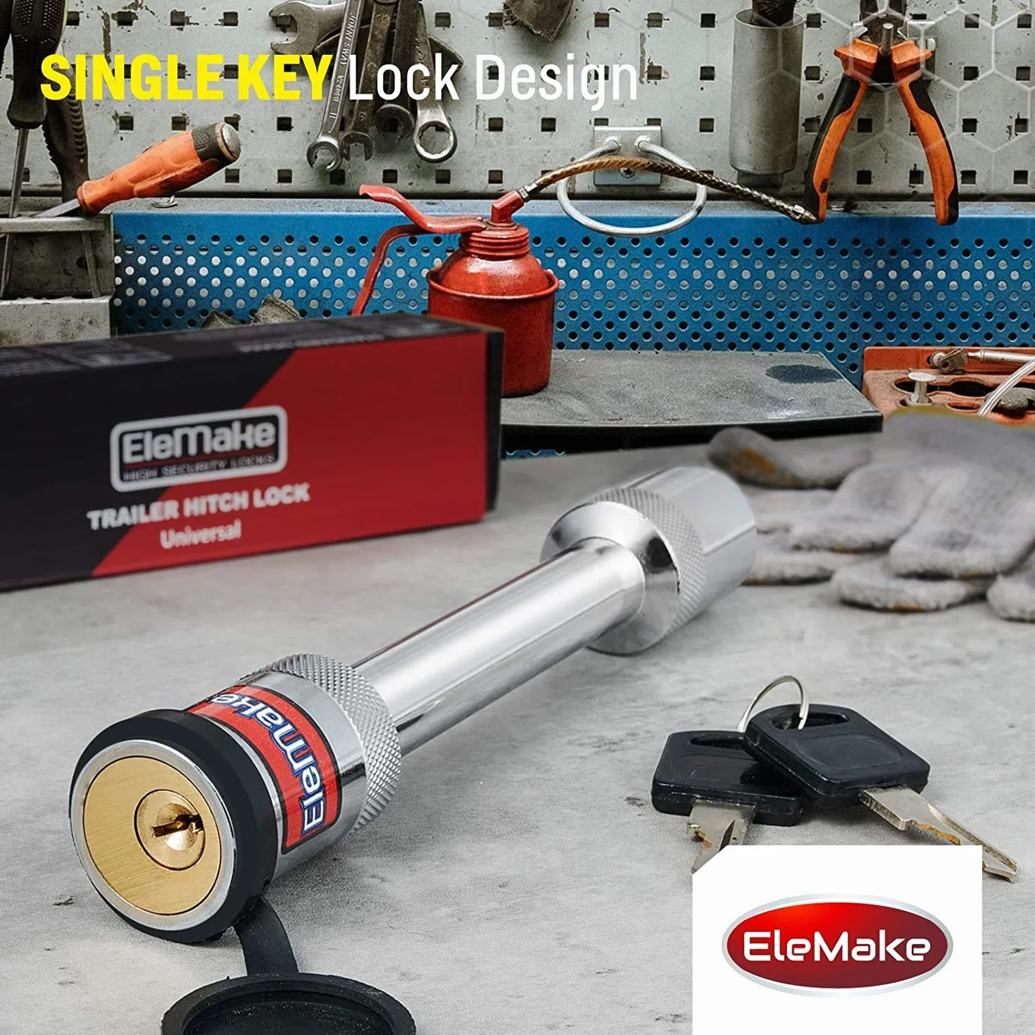 Zamek haka holowniczego 7 cali długi zamek haka holowniczego 5/8" chrom mosiądz mechanizm blokujący rdzeń 3-1/2" Gap Hitch Pin Lock bezpieczeństwo hak holowniczy do przyczep kempingowych