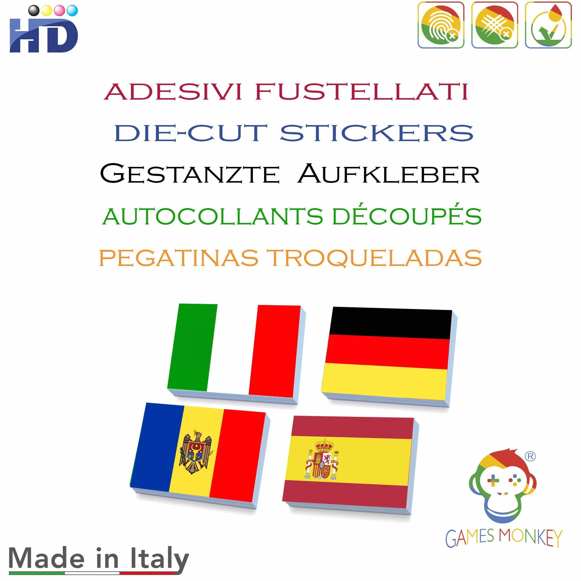 GamesMonkey® - Zestaw 50 flag narodowych – różne rozmiary – naklejki do modelarstwa, roweru, samochodu, motocykla – naklejki na flagi narodowe (Europa, S)