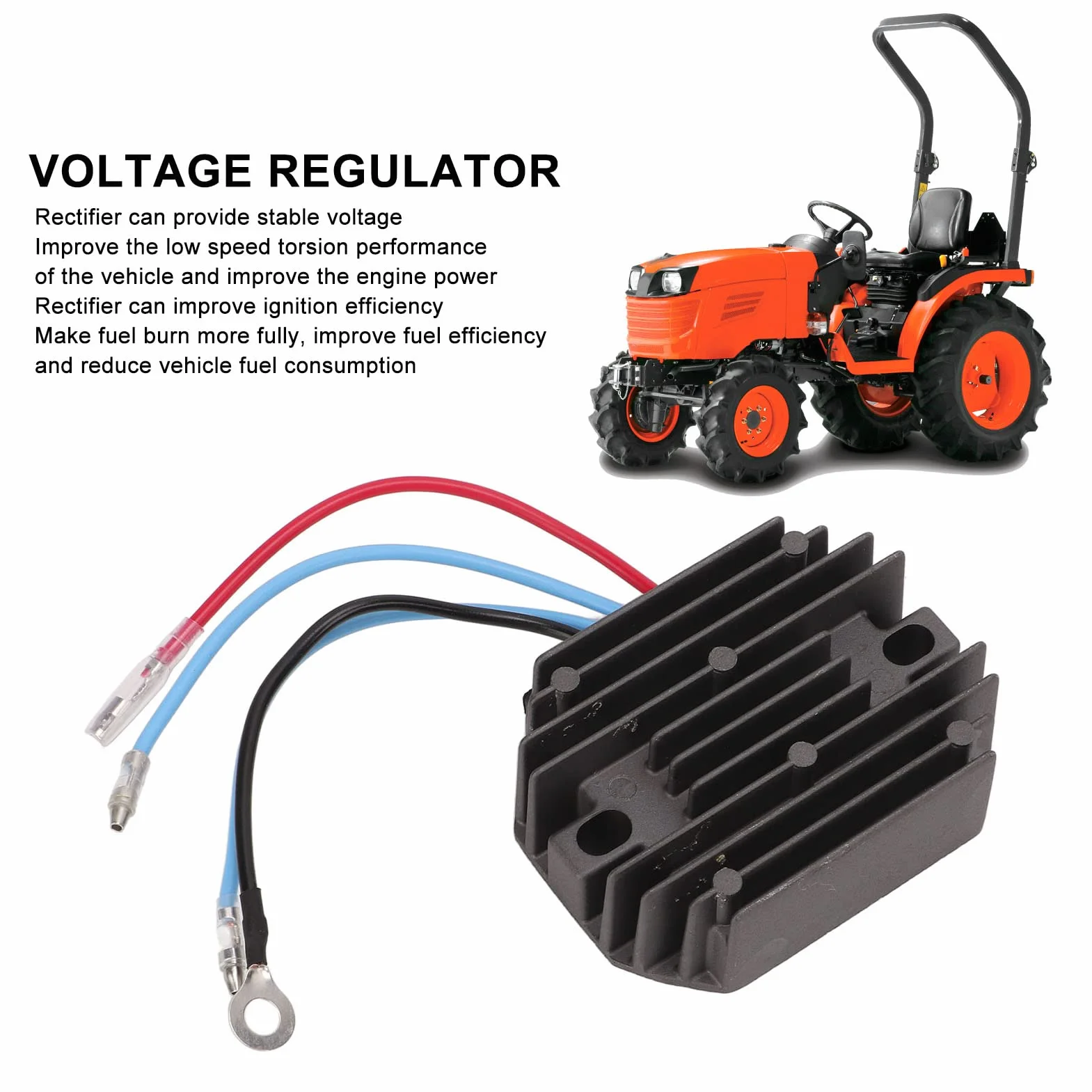 aqxreight Regulator Napięcia Stabilizator Prostownika, Stabilizator Napięcia 12V Stop Aluminium 66611-55250 Zamiennik dla Ciągnika B4200, B5100
