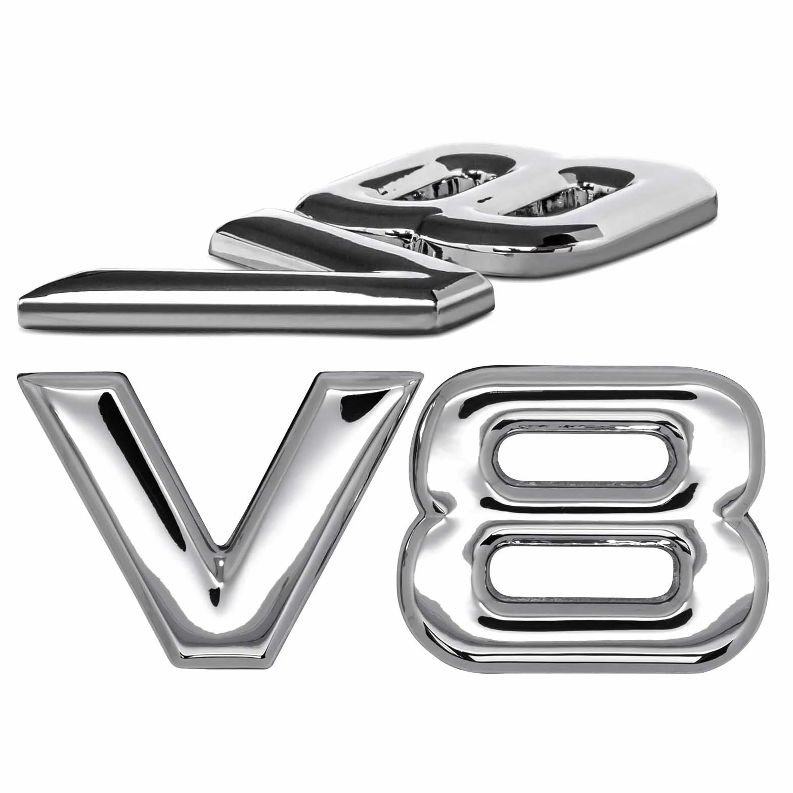 Chromowany emblemat V8 3D do samochodu tuning
