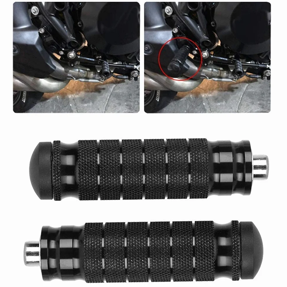 Aramox Uniwersalne Podnóżki Motocyklowe CNC M8, Tylne Pedały Antypoślizgowe, Czarne, 2 szt.