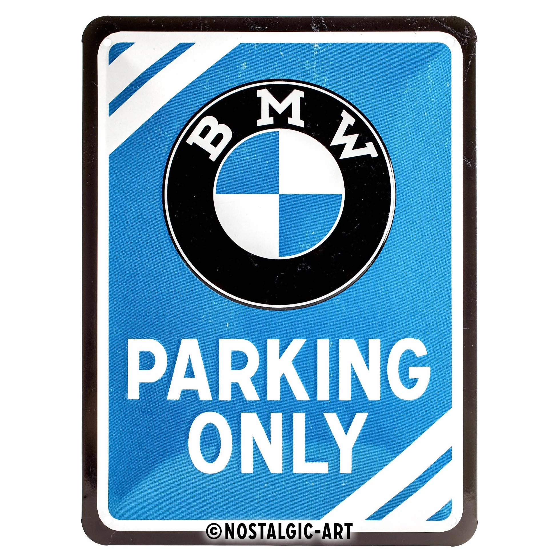 Bmw PO26177 Parking Only Blue Tabliczka Blaszana W Stylu Retro, Wielokolorowy