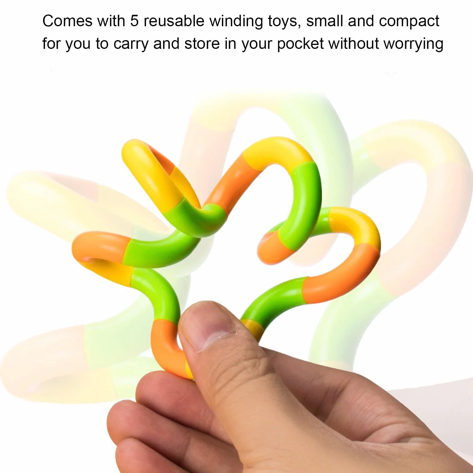 GWAWG 5 szt. Tangle Fidget Toy Twisty Toy wąż zabawki dekompresja stres ulga cicha dla dzieci i dorosłych
