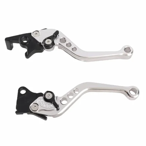 Dźwignia hamulca motocyklowego, para aluminium CNC, sprzęgło motocyklowe, dźwignia hamulca bębnowego, uchwyt (srebrny)