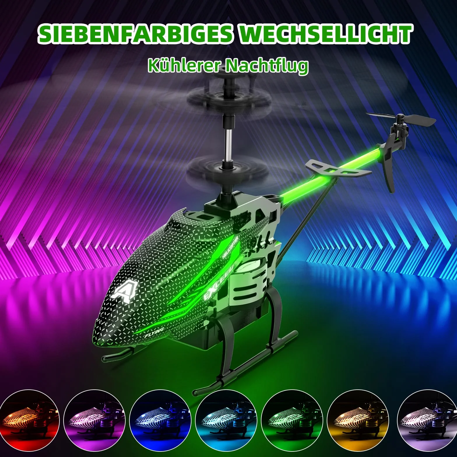 BuzzoXerex Zdalnie sterowany helikopter, 2.4G RC Helikopters, dziecko z oświetleniem LED i 3,5 kanałów, zdalnie sterowany samolot z żyroskopem i stałą wysokością, idealny prezent dla dzieci dorosłych