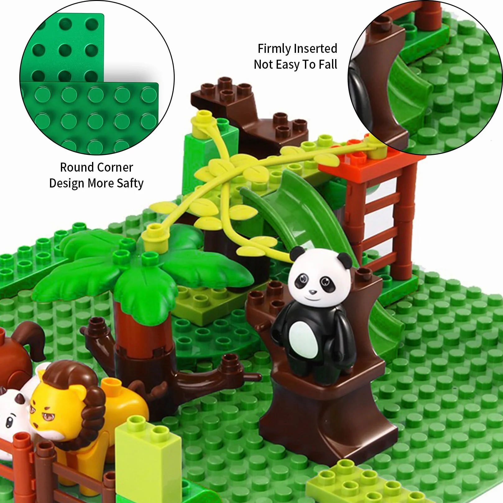 4 szt. Płyty konstrukcyjne kompatybilne z płyta Lego Duplo, 25 x 25 cm, podstawa kompatybilna z Lego Duplo, kreatywna zabawa, zielona