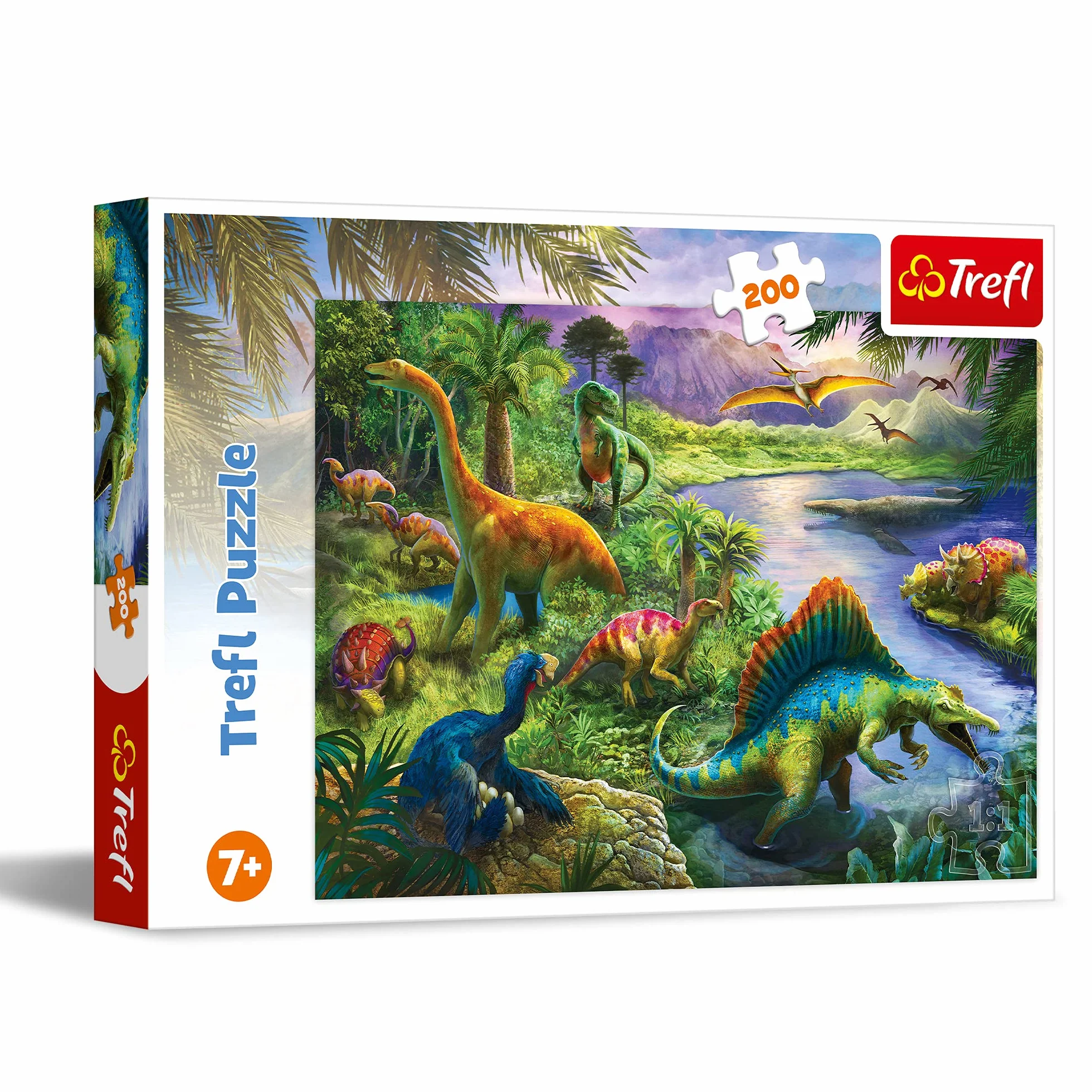 Trefl Drapieżne Dinozaury Puzzle 200 Elementów o Wysokiej Jakości Nadruku dla Dzieci od 7 lat, 13281