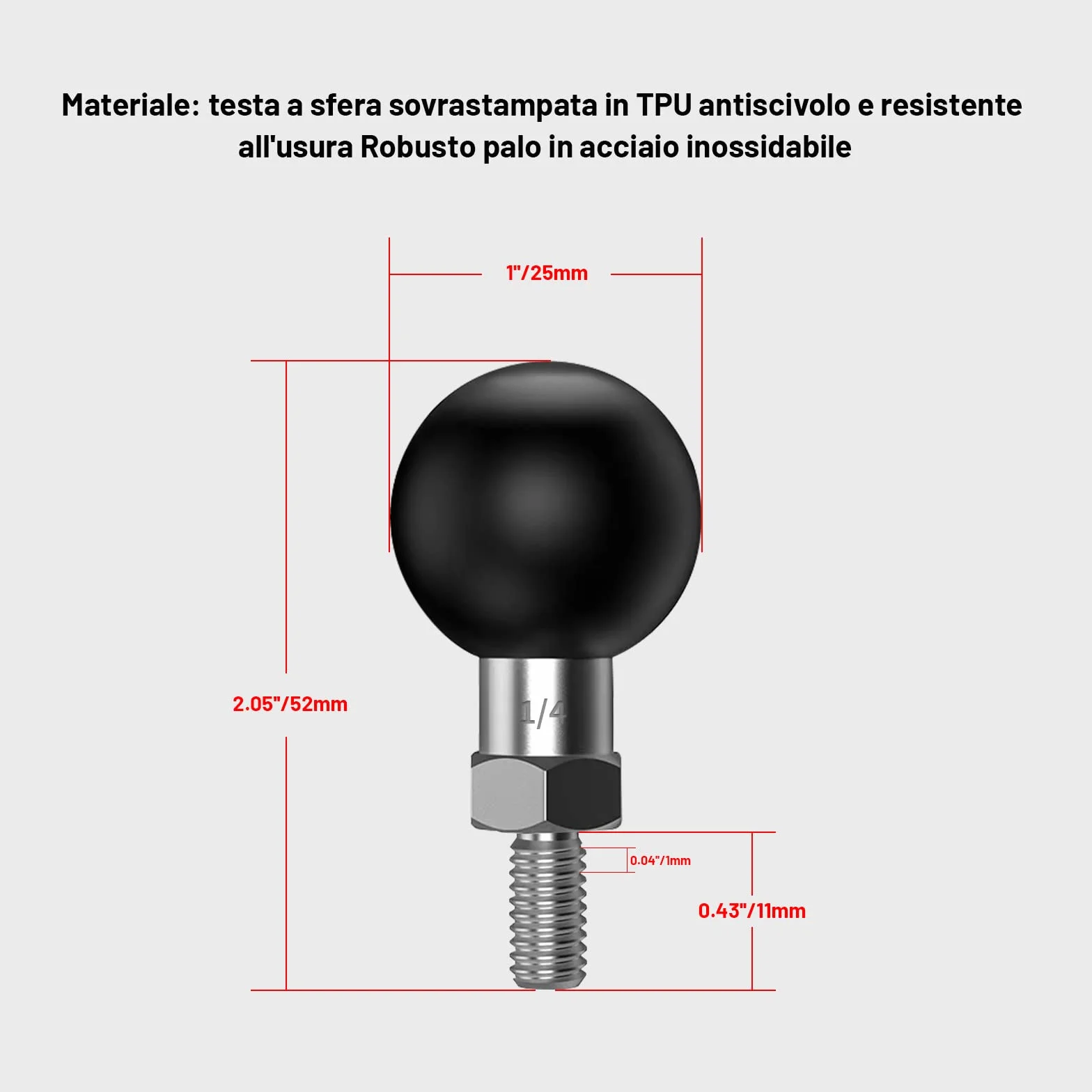 Adapter do statywu 1-calowy z gwintem 1/4-20, kompatybilny z RAM Mount