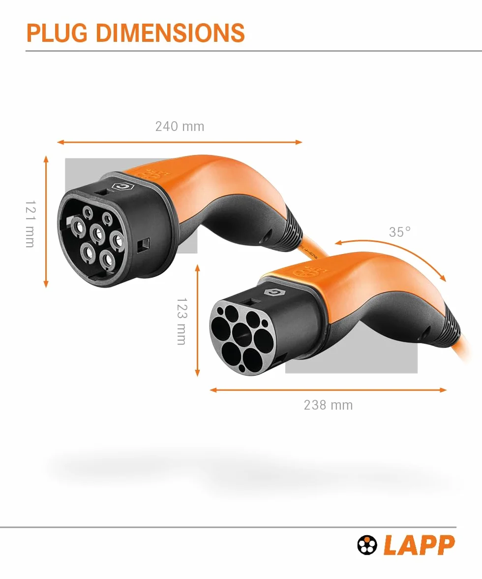 Kabel do ładowania typu 2 22 kW 32 A 3-fazowy 7 m Lapp Mobility