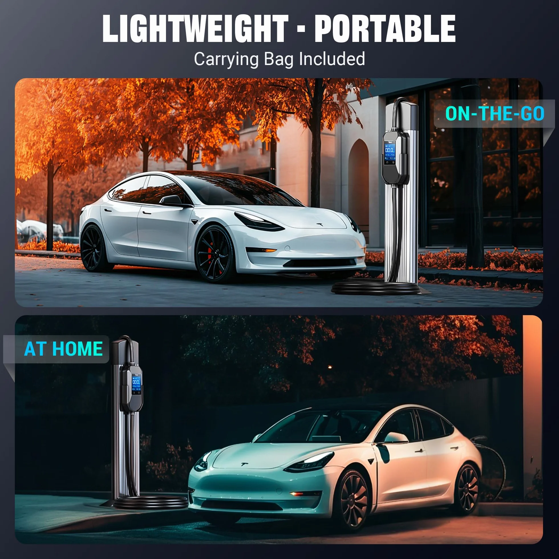Tera Mobile Wallbox EV ładowarka 11 kW CEE 16A typ 2 IP66 3-fazowa 7,5 m 2,8" wyświetlacz cyfrowy