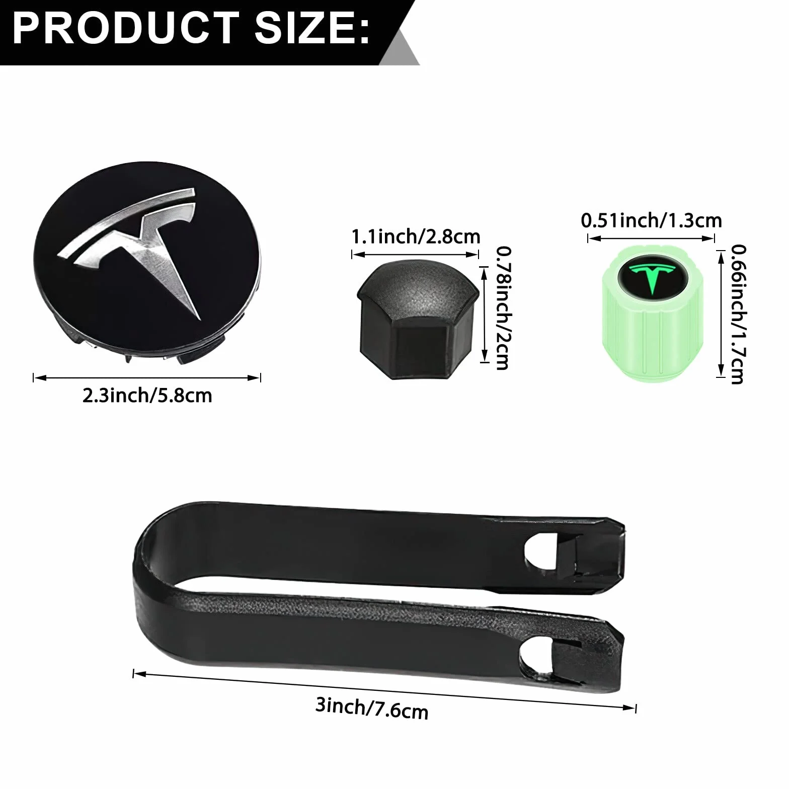 Tesla zestaw kołpaków centralnych z logo do Model Y, 3, S, X