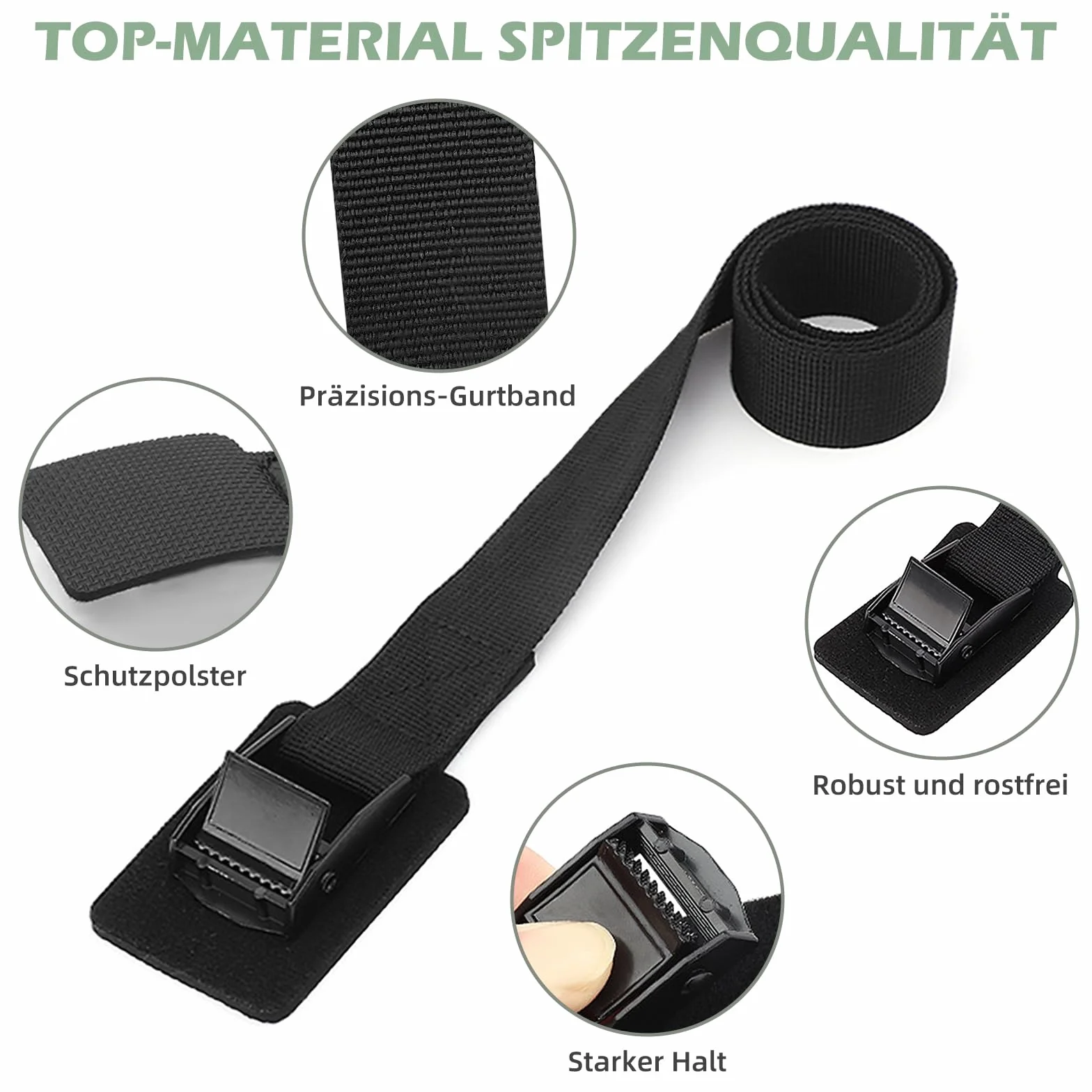 Pasy mocujące 250 kg stal nierdzewna czarne 40 cm zestaw 4 sztuk