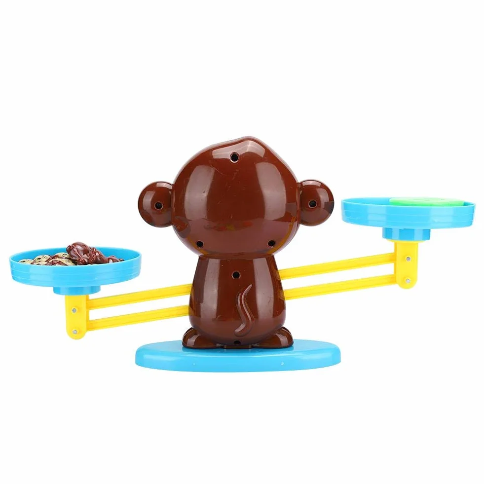 Balance Math Spielzeug für Kinder, Monkey Balance Brettspiel Math Number Cards Blocks Lernspielzeug Set Kinder Baby Counting Lernspielzeug(Braun)