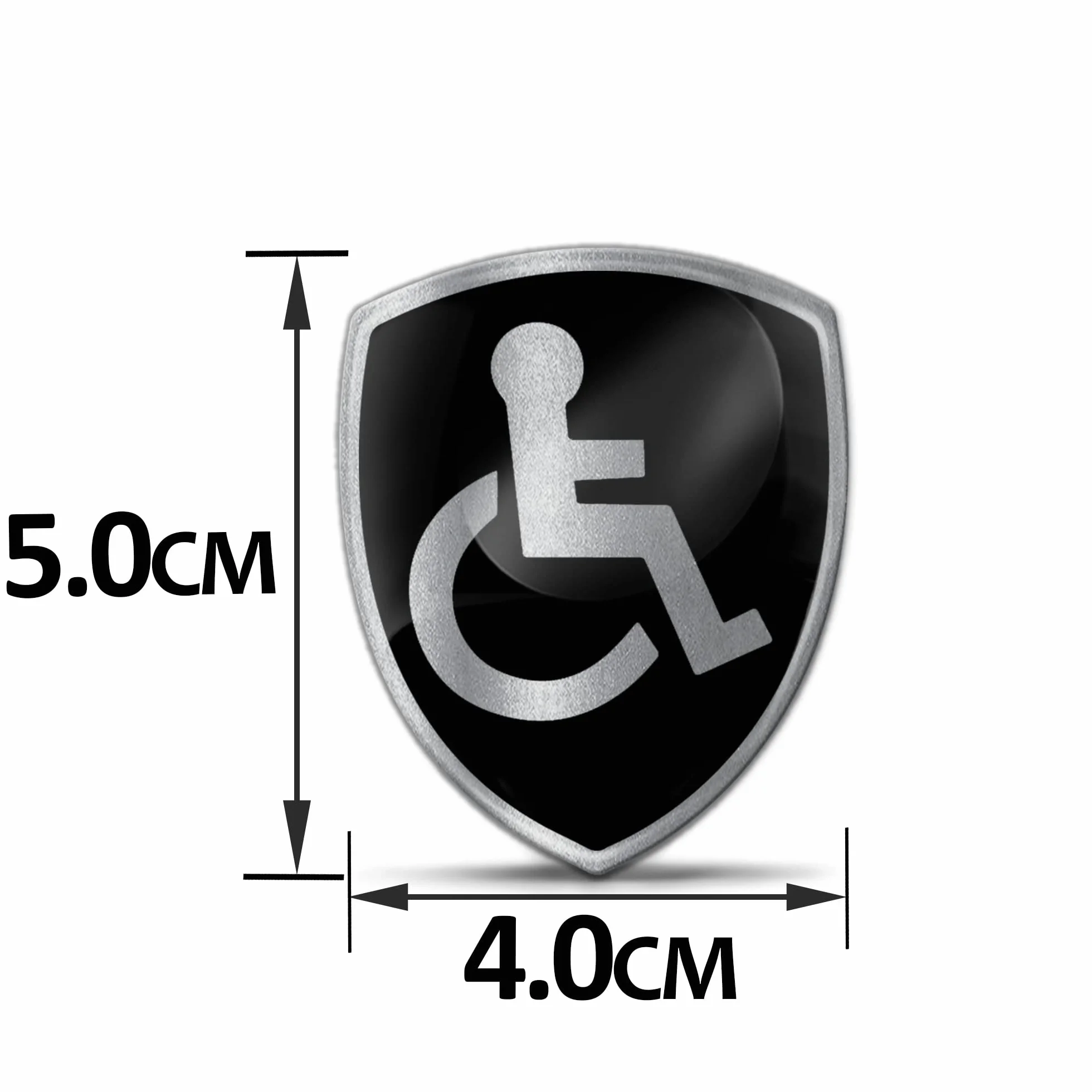 Biomar Labs 2 x naklejka 3D, żelowa, silikonowa, niepełnosprawna, Disabled symbol logo, wózek inwalidzki, tabliczka srebrna naklejka na samochód, motocykl, rower, okno, drzwi KS 94