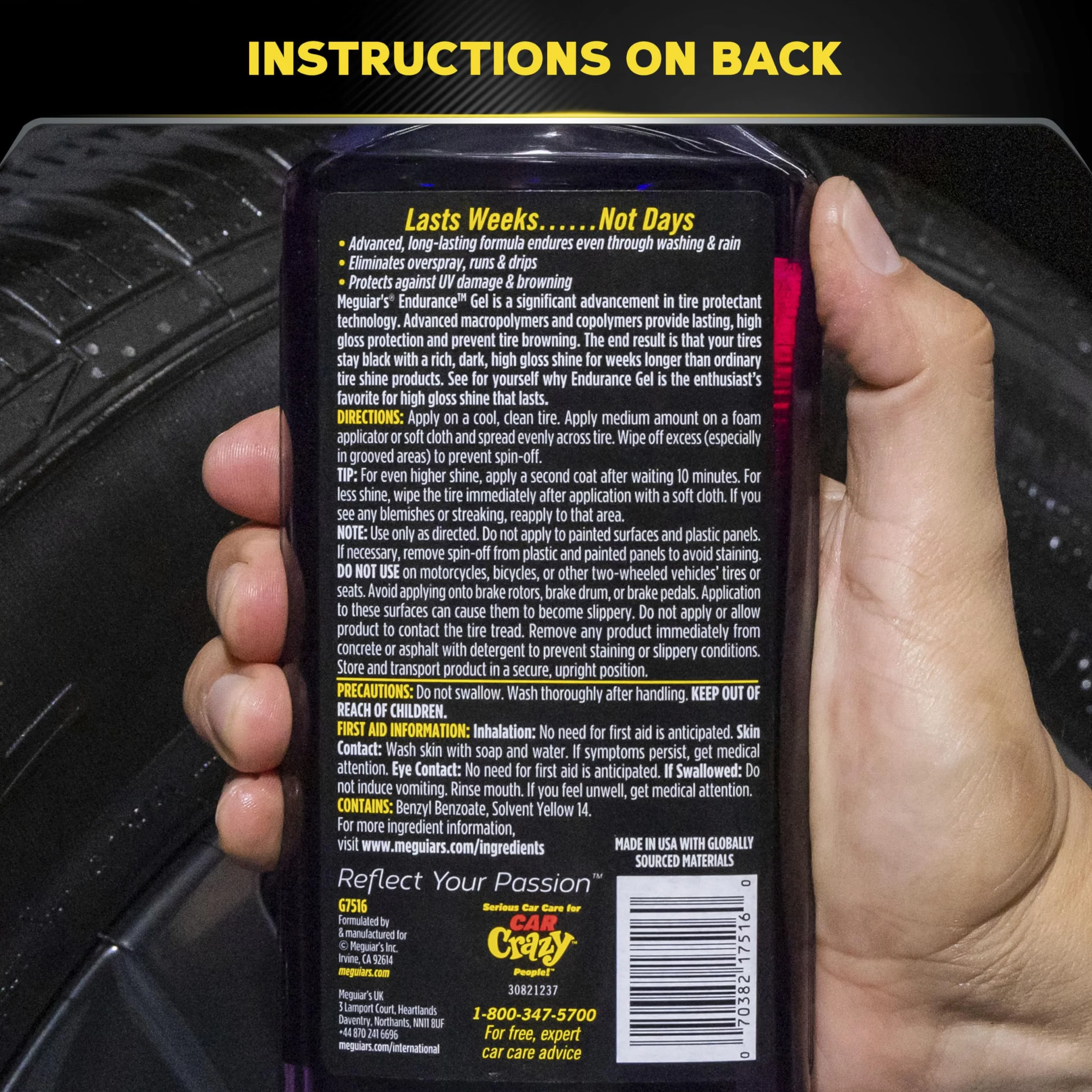 Meguiar's G7516EU Endurance High Gloss pielęgnacja opon, 473 ml