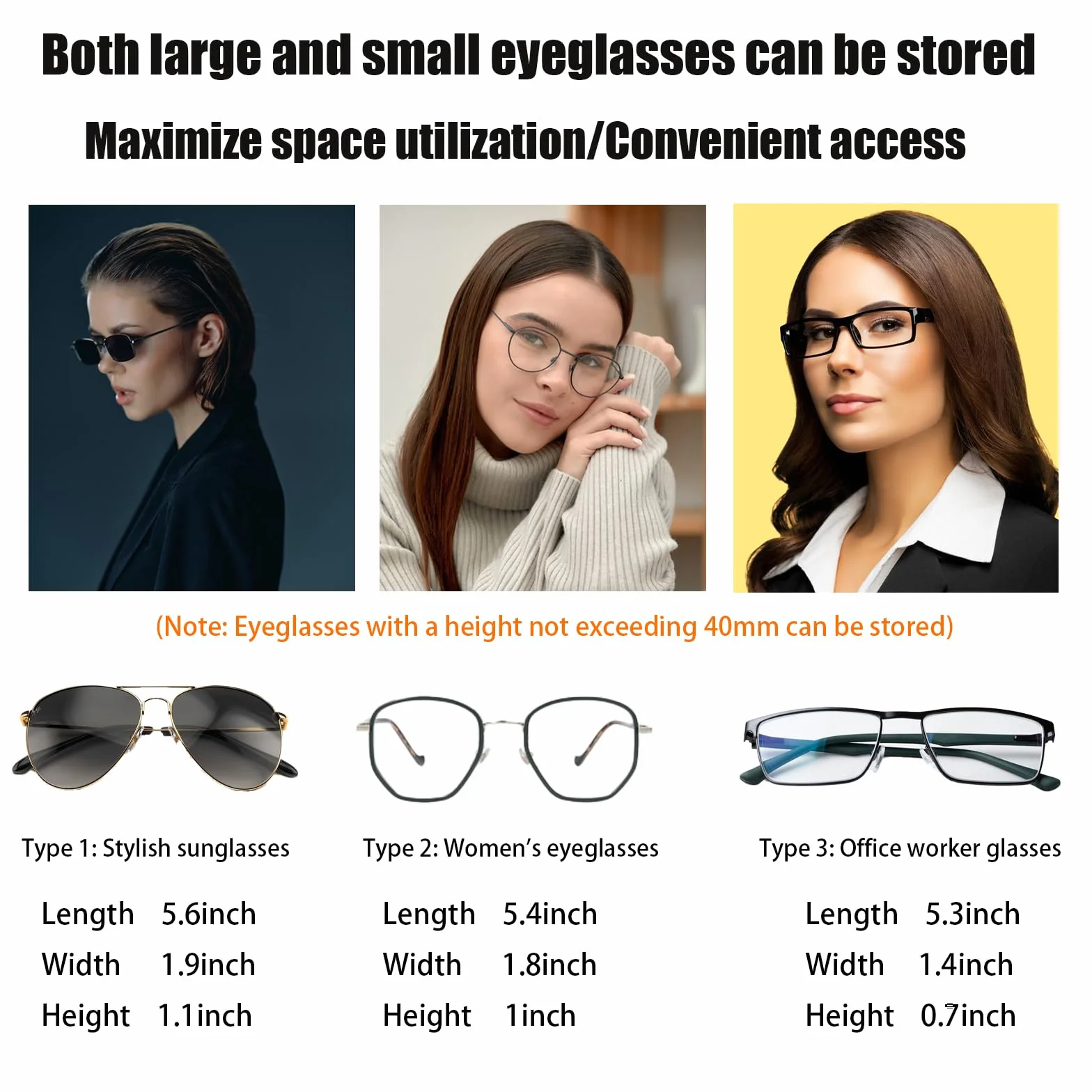 Uchwyt na okulary samochodowe, uniwersalny uchwyt na okulary samochodowe, etui na okulary przeciwsłoneczne do samochodu, nadaje się do przechowywania różnych rodzajów okularów, w tym okularów