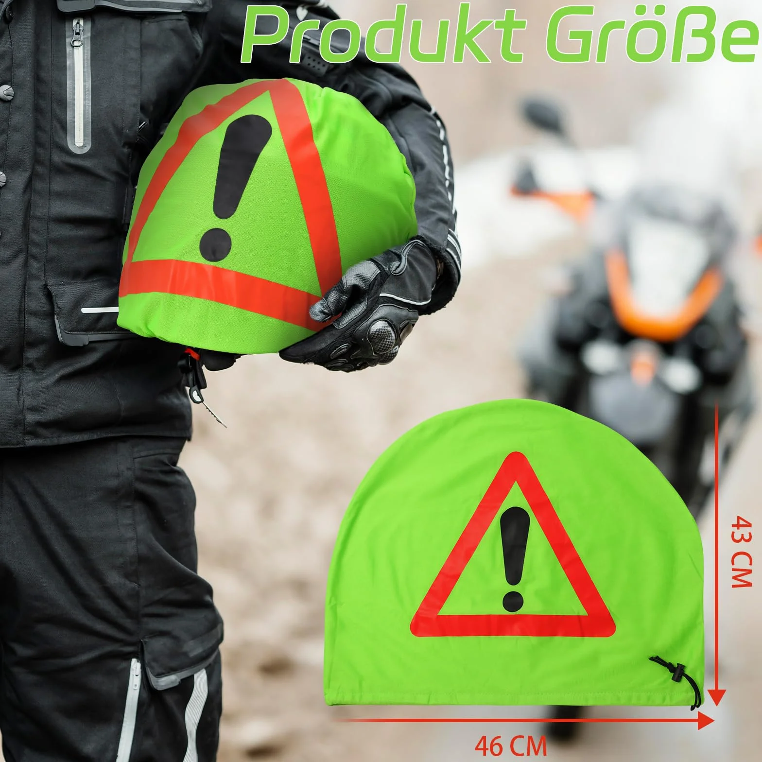Trójkąt ostrzegawczy kask motocyklowy pokrowiec worek 46x43 cm