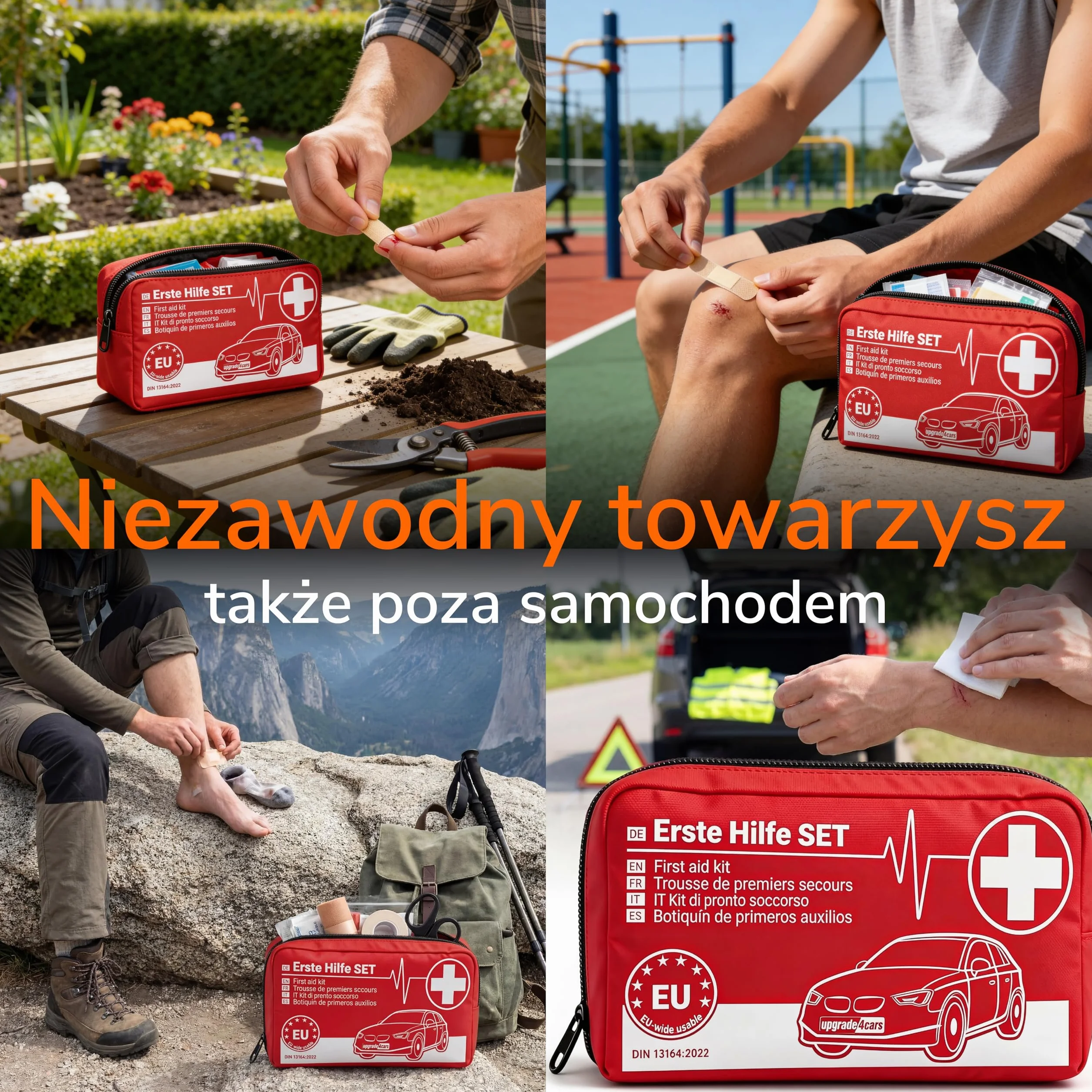Upgrade4cars Apteczka Samochodowa 2026 DIN 13164 Zestaw Pierwszej Pomocy Ważny w Całej Europie | Apteczka do Domu i w Podróż