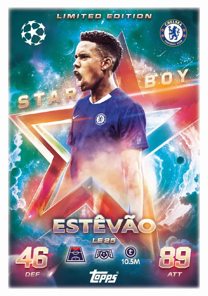 Topps UCC Match Attax 2025/26 – Mega Tin – Warriors – zawiera 45 kart Match Attax Plus 3 ekskluzywne karty Gladiators LE.