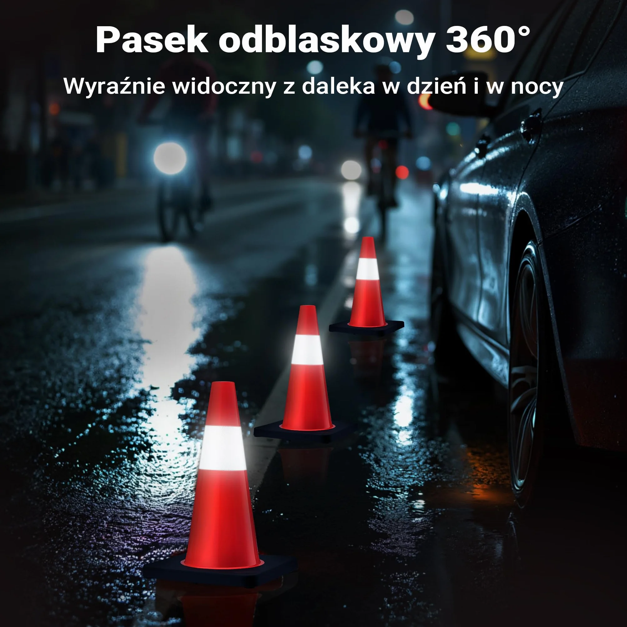 Wiltec Pachołek drogowy 45 cm pomarańczowy odblaskowy stożek ostrzegawczy PVC guma