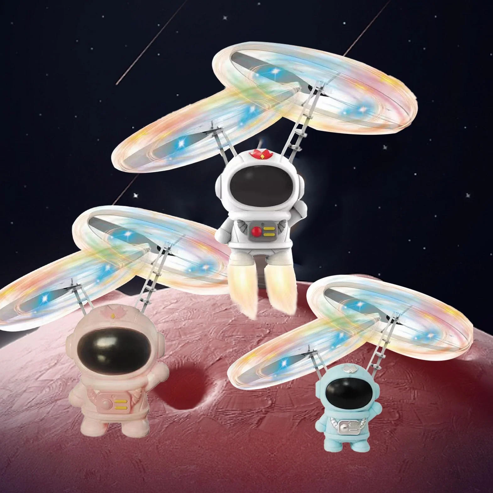 Keenso Latająca zabawka astronautów dla dzieci, RC Robot Trzmiel zabawka z oświetleniem LED na prezenty dla dzieci (biały)