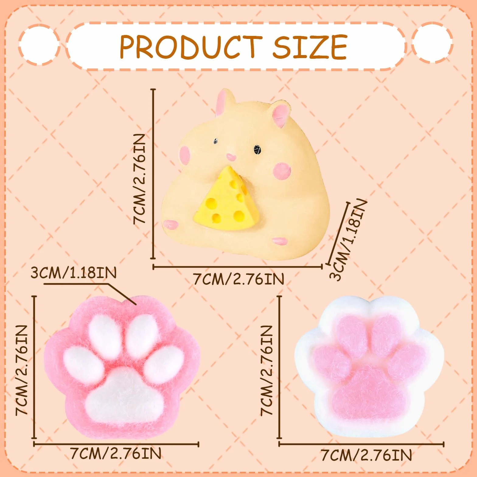 Zestaw 3 zabawek dla chomika, taba, squishy, dla dzieci i dorosłych, zestaw dla chomików lękowych, przenośny, taba, squishy, zestaw upominkowy