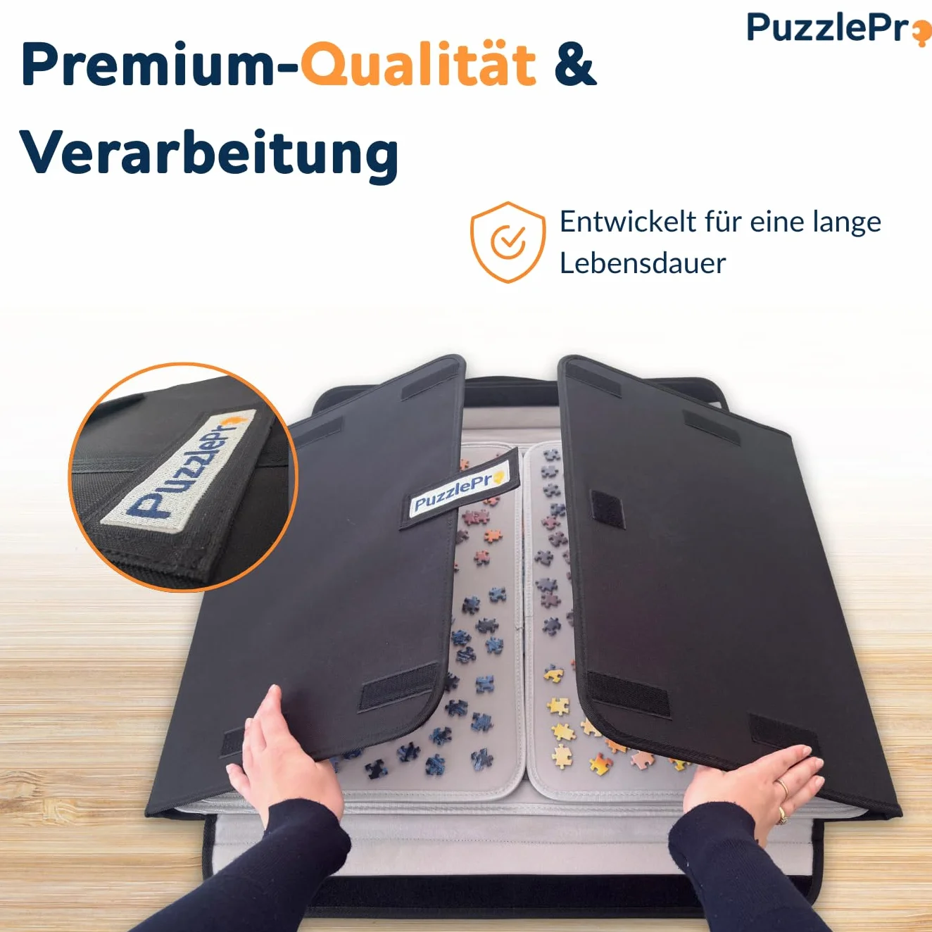Walizka z puzzlami – przechowywanie, sortowanie i układanie puzzli, gdziekolwiek chcesz – 3 x mata puzzli – nadaje się na 1500 elementów – lekka – deska do puzzli – teczka z puzzlami