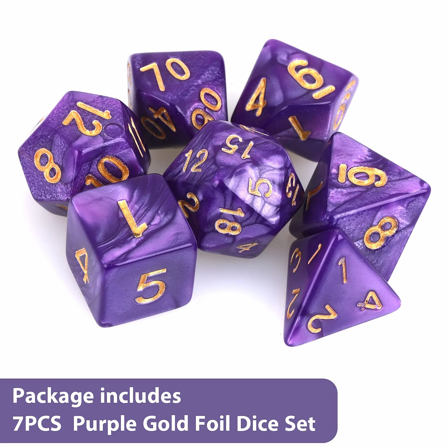 Zestaw kości Dungeon and Dragons, 7 szt., fioletowa, mgławica, kości wielościenne, RPG, gry stołowe, D&D D20, D12, D10, D8, D6, D4, fioletowe