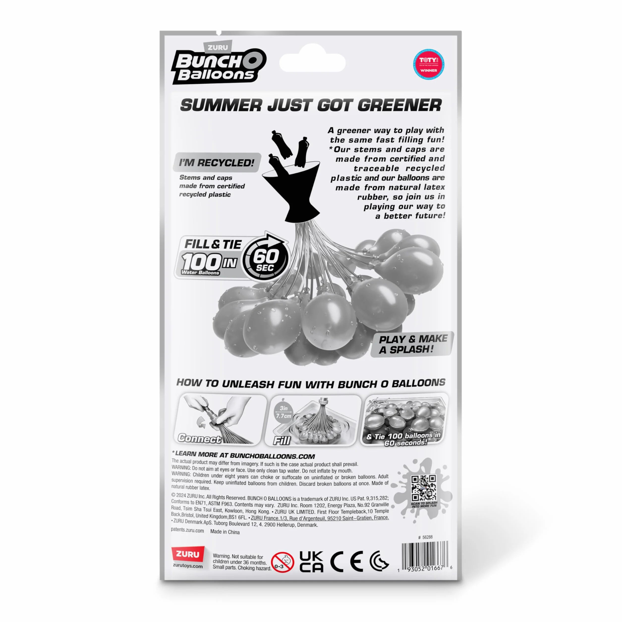 Balony Zuru Bunch O (kolor może się różnić, 3 pęczki, 100 samogwintujących, balonów do szybkiego napełniania), 1 opakowanie