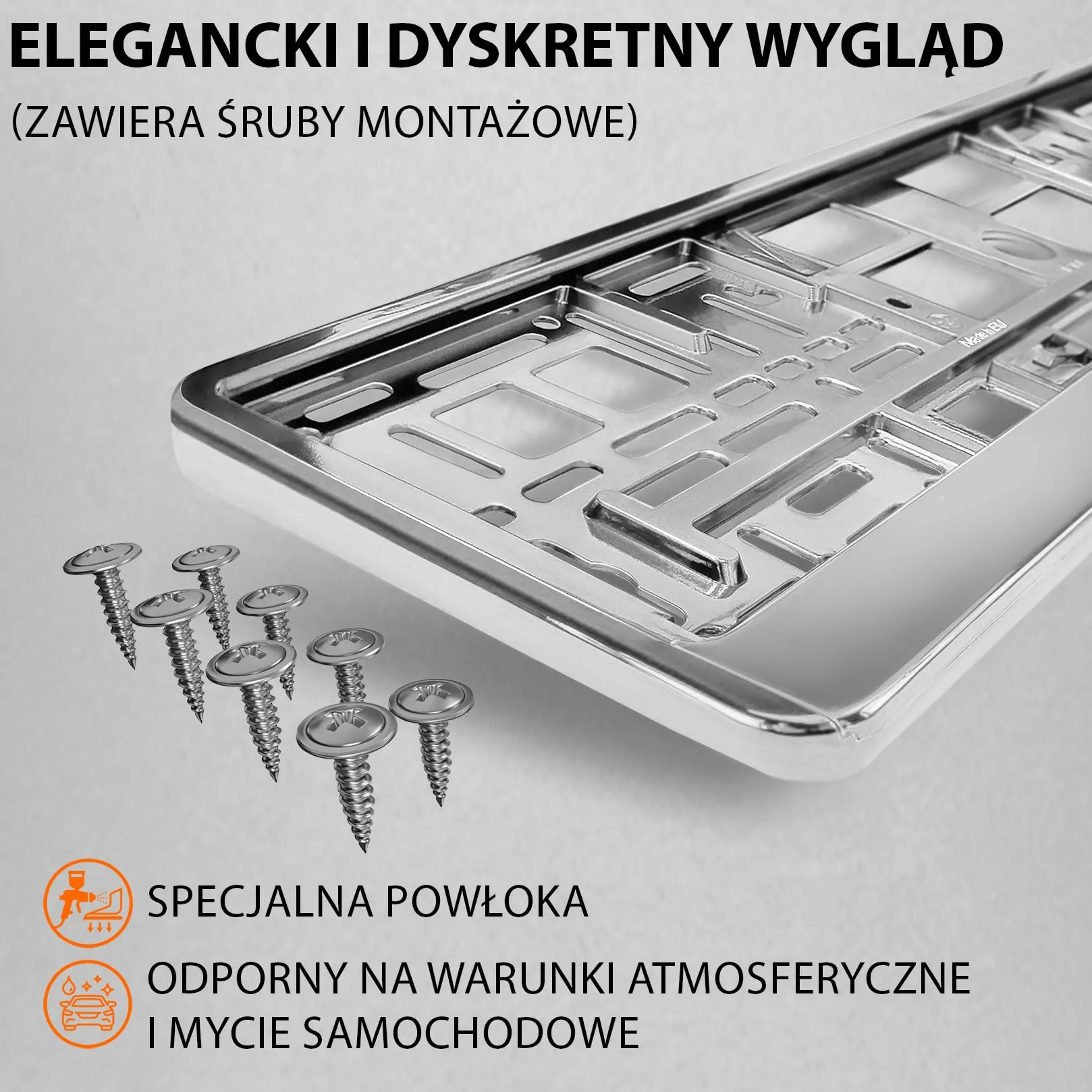 Uchwyt tablicy rejestracyjnej chrom 520x110 mm 2 szt. Ramka do tablic rejestracyjnych PL