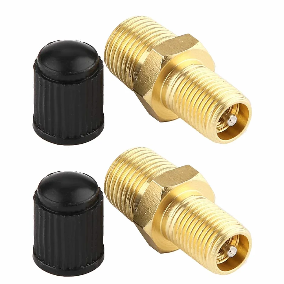 Zawór sprężarki powietrza-Duokon 2 szt. 1/8 "zawór NPT MPT, mosiężny automatyczny zawór napełniania zbiornika do samochodu (czarny + złoty)