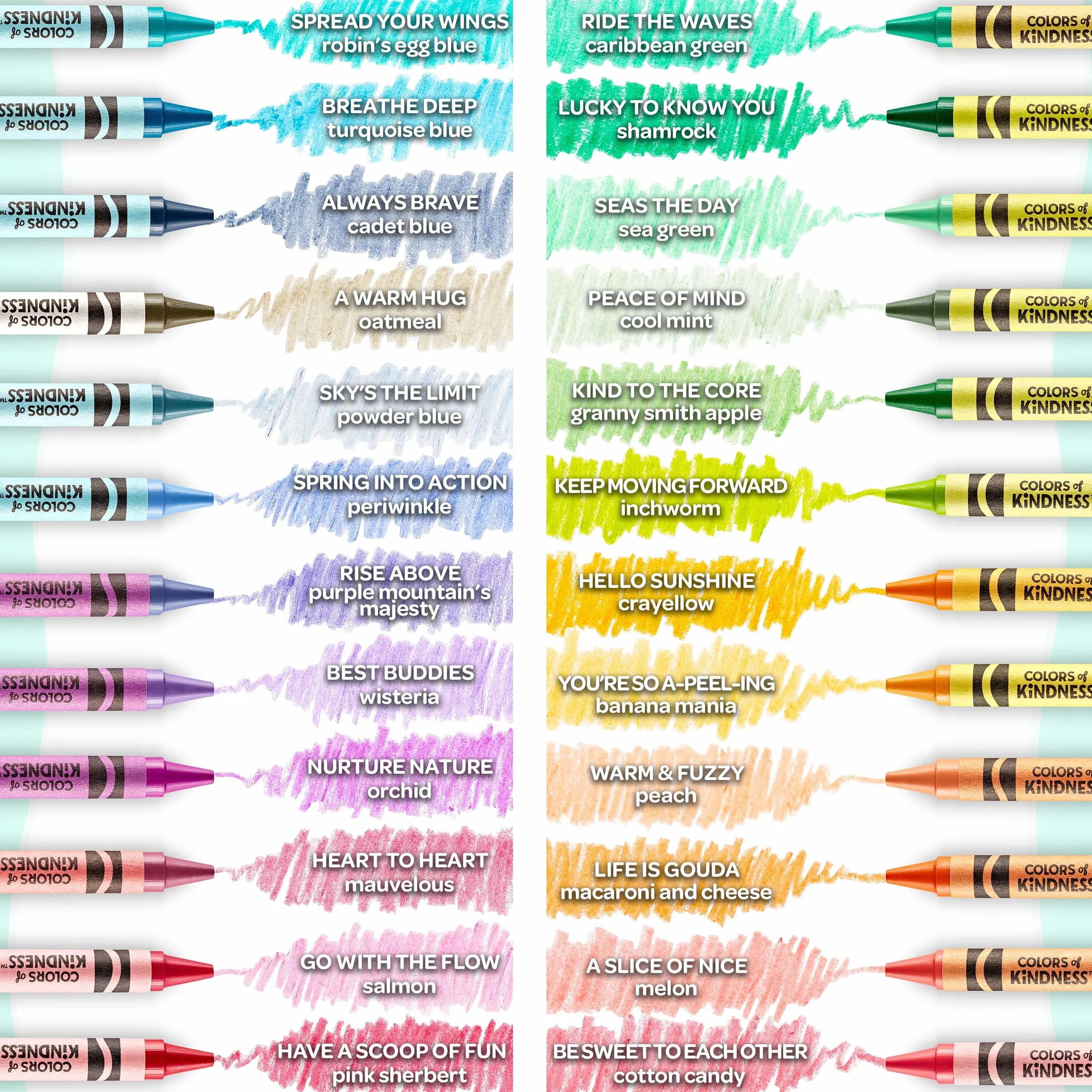 CRAYOLA Colours of Kindness kredki – różne kolory (24 sztuki) | kolory, które reprezentują dobre uczucia, idealne dla dzieci w wieku od 3 lat