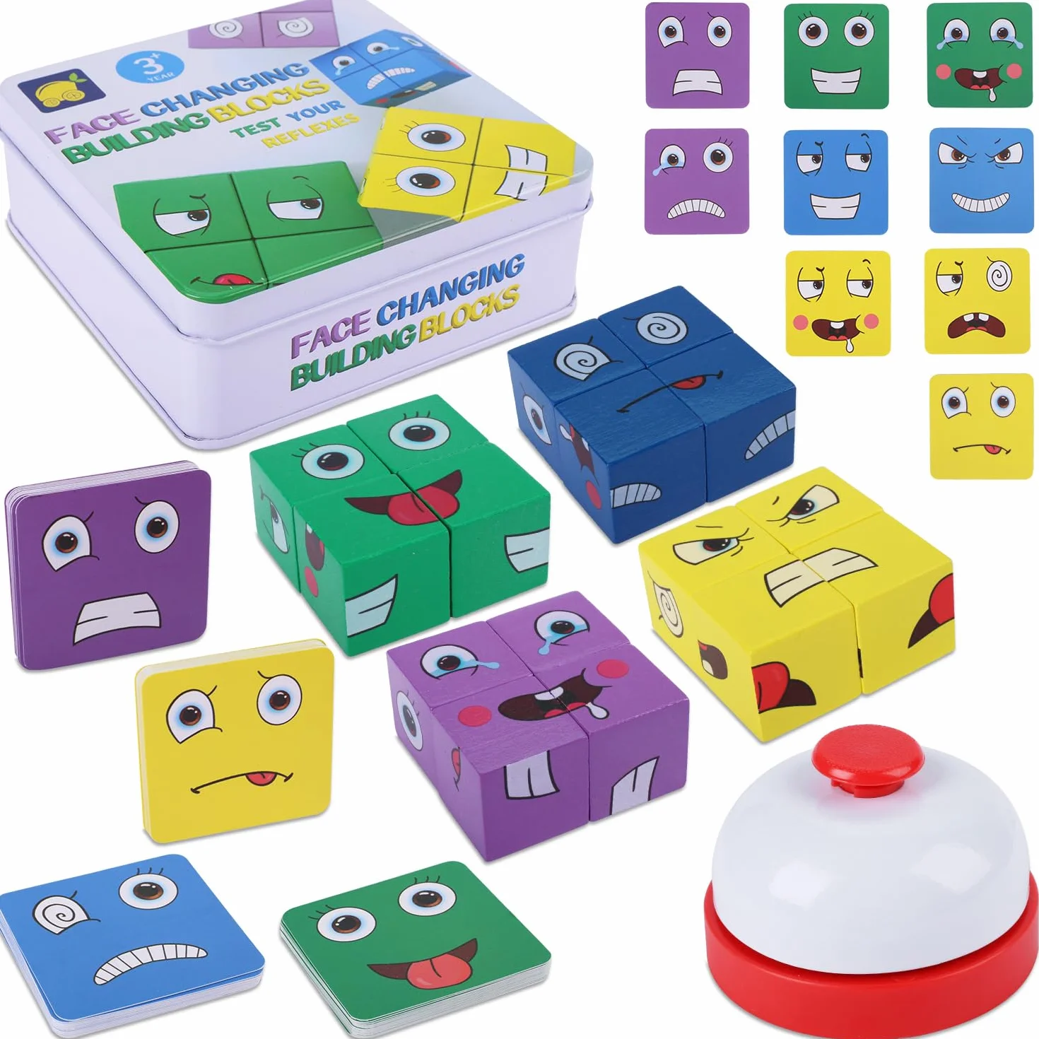 Puzzle Drewniane Kostki, Face Change Cube, Gra z Emotikonami