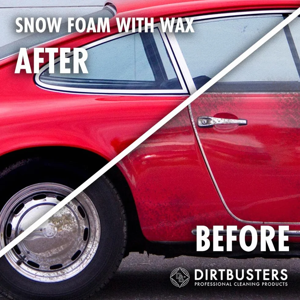 Dirtbusters Snow Foam Szampon samochodowy i wosk, mocna gruba pianka, środek do czyszczenia samochodu, nieżrący i bezpieczny, nadaje się do czyszczenia wszystkich zewnętrznych pojazdów, wanilia (5 l)