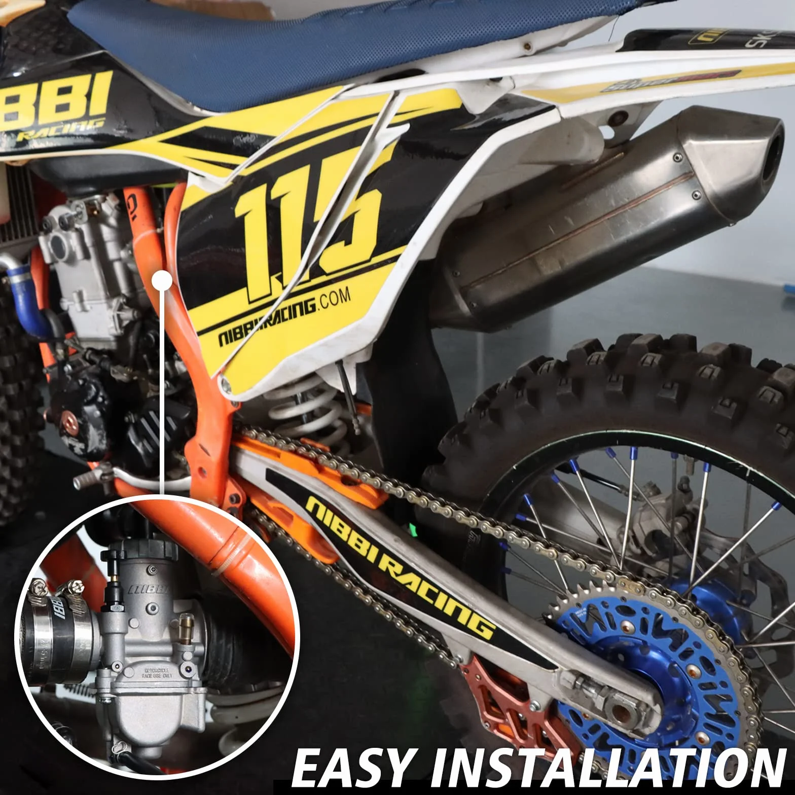 NIBBI PE24mm Vergaser Motorrad Vergaser mit Carb Jets pasuje do 125 cm³ - 150 cm³ do 2/4 Takt Dirt Bike Mini Bike