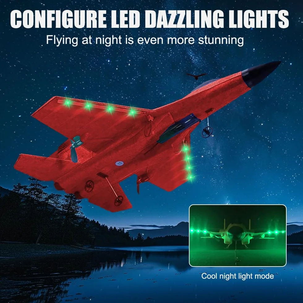 Samoloty RC 2CH, 2,4 GHz zdalnie sterowany samolot zabawka ze światłem LED, samolot RC dla początkujących z pilotem zdalnego sterowania i ładowaniem USB, zabawka styropianowa ulotka dla