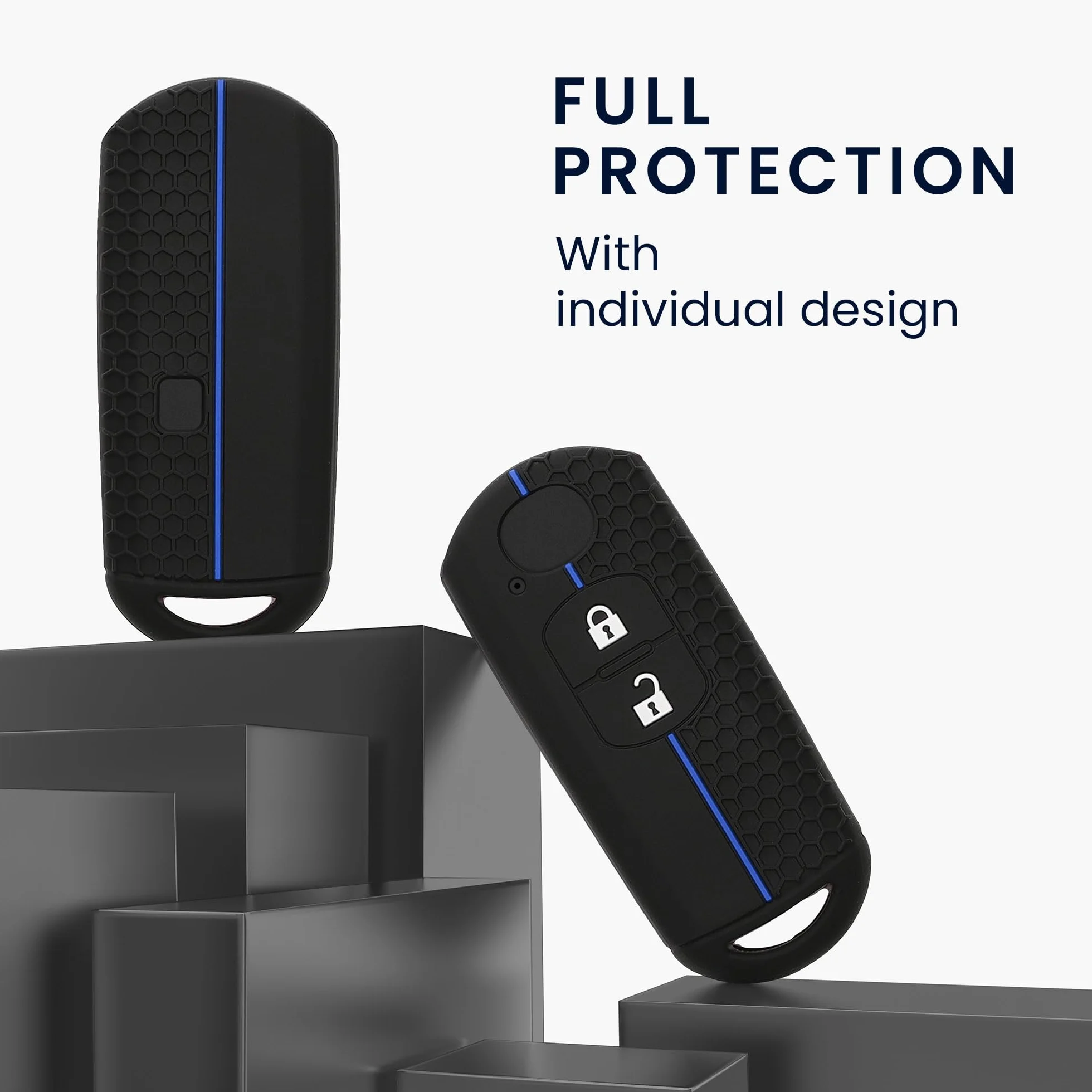 kwmobile Etui kompatybilne z Mazda Keyless Go Key Car Key Cover - Silikonowy pokrowiec na pilot samochodowy - Czarny/Niebieski