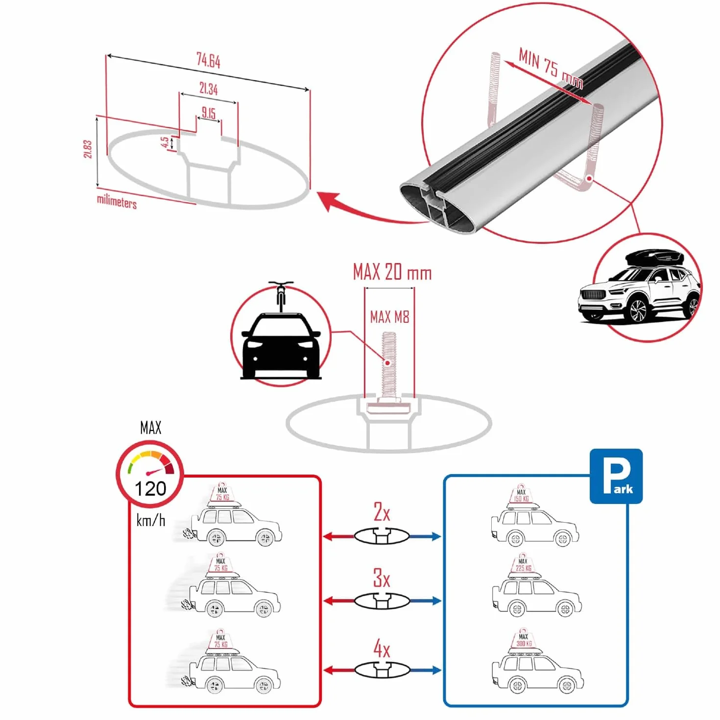 Aluminiowy bagażnik dachowy do Toyota Corolla 12 (E210) Sedan 2019-2022 ACE-4, szary