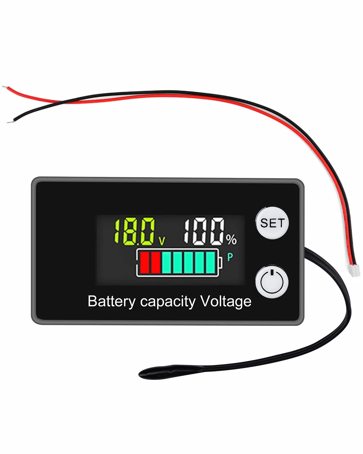 2 sztuk Miernik napięcia baterii z czujnikiem alarmu,12V 24V 36V 48V 72V 84V,Tester pojemności baterii,8-100 V LCD kontrola napięcia baterii z alarmem sondy