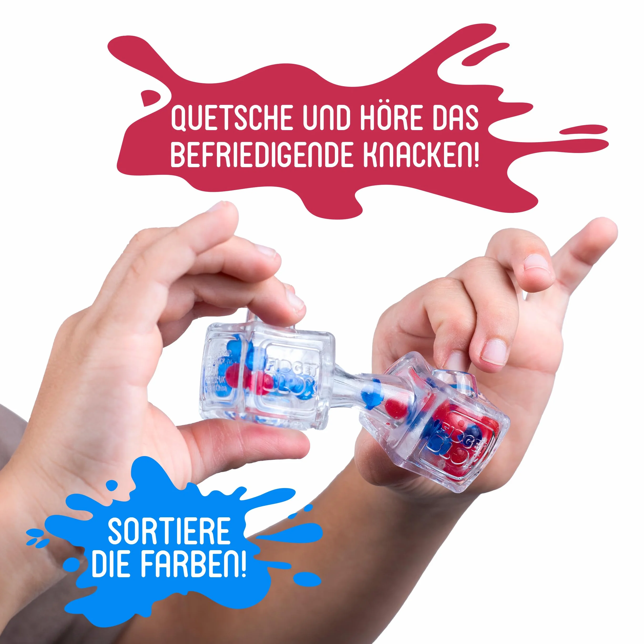 Fidget Blox – 3-pak z klipsem do plecaka, sensacyjne wrażenia sensoryczne, dźwięk, dotyk i wizualny blox Fidget w zestawie, dla dzieci w wieku 5 lat
