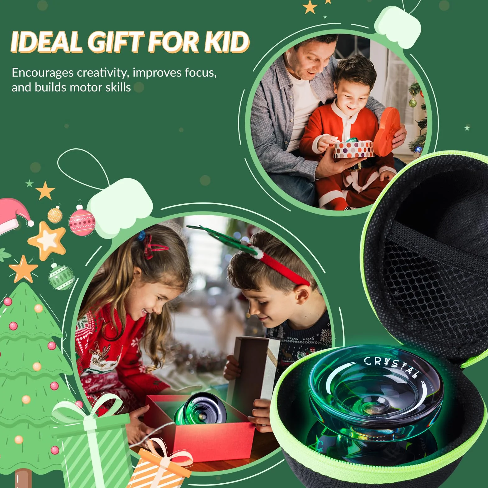 MAGICYOYO Crystal Yoyo K2 dla dzieci, responsywna i niereagująca piłka do yoyo, magiczna sztuczka jo-jo dla początkujących i dorosłych, dwufunkcyjne jo-jo z 12 strunami, etui, zestaw akcesoriów