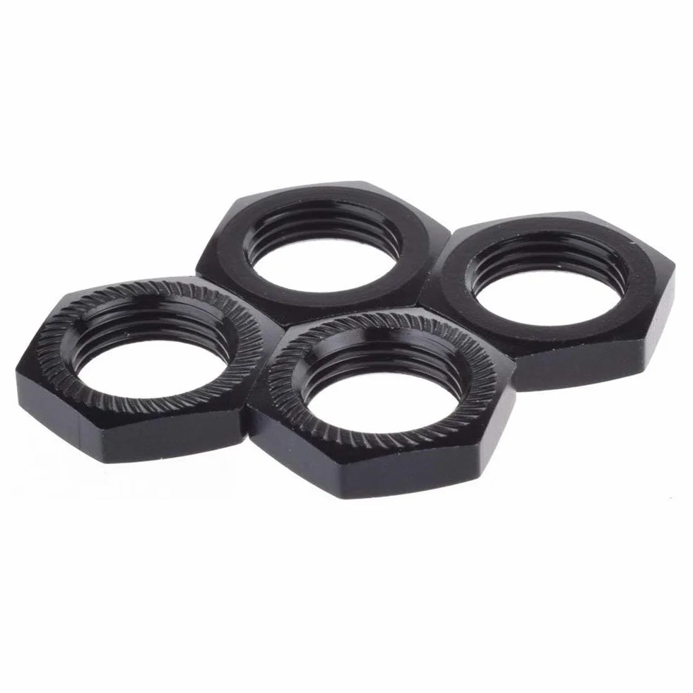 KEEDA 4 szt. M17 17 mm stop aluminium RC koło sześciokątne nakrętka gwintu 1,0 mm do modelu samochodu 1/8 RC HSP Redcat Himoto części (czarne)
