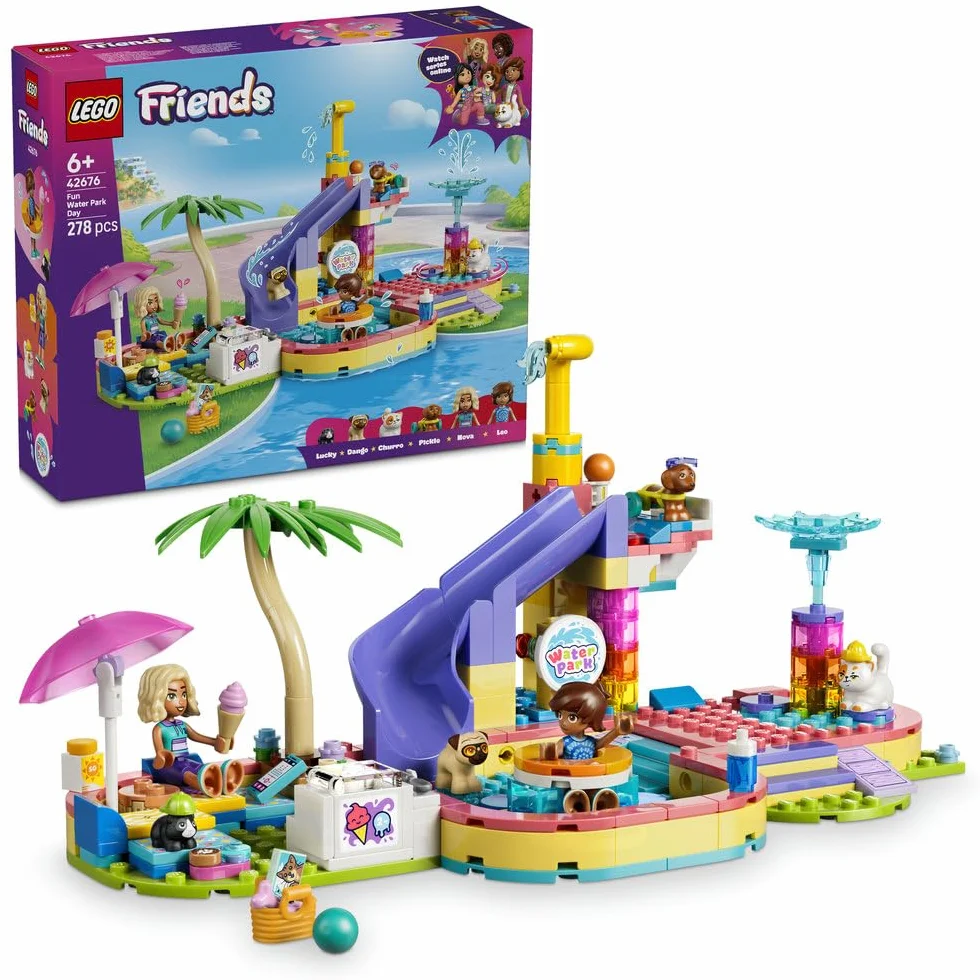 LEGO Friends Frajda w parku wodnym, zabawka konstrukcyjna dla dzieci, 4 zabawkowe zwierzaki i 2 minilaleczki, pomysł na prezent dla dziewczynki lub chłopca od 6 lat 42676