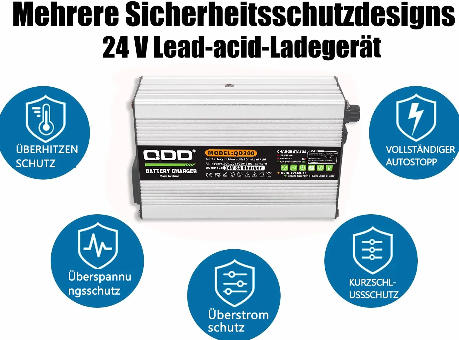 Ładowarka 24 V 8 A 27,6 V kwasowo-ołowiowa AGM-żelowa VRLA-OPZV z 3-biegunowym złączem XLR