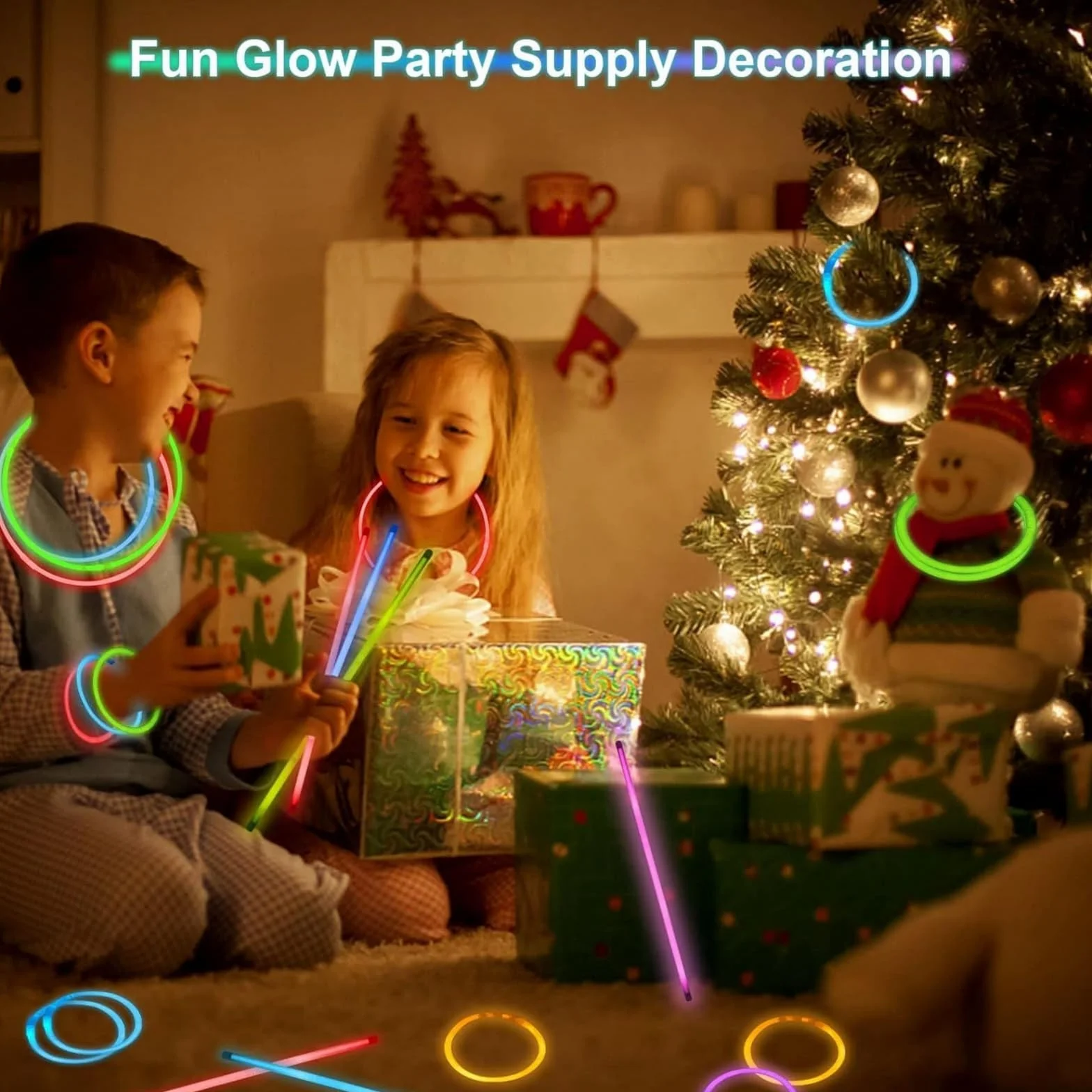 100 świetlówek dla dzieci, świecąca pałeczka, świecąca świetlówka ze złączami, pastelowe akcesoria fluorescencyjne na urodziny, święta
